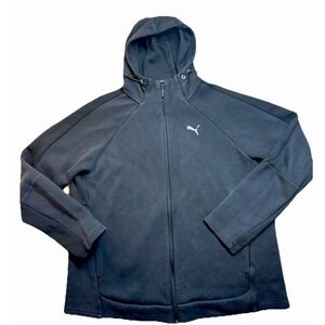 Puma Full Zip Hoodie Mens XL Black Athletic Sporty Thick Soft Workout Gym